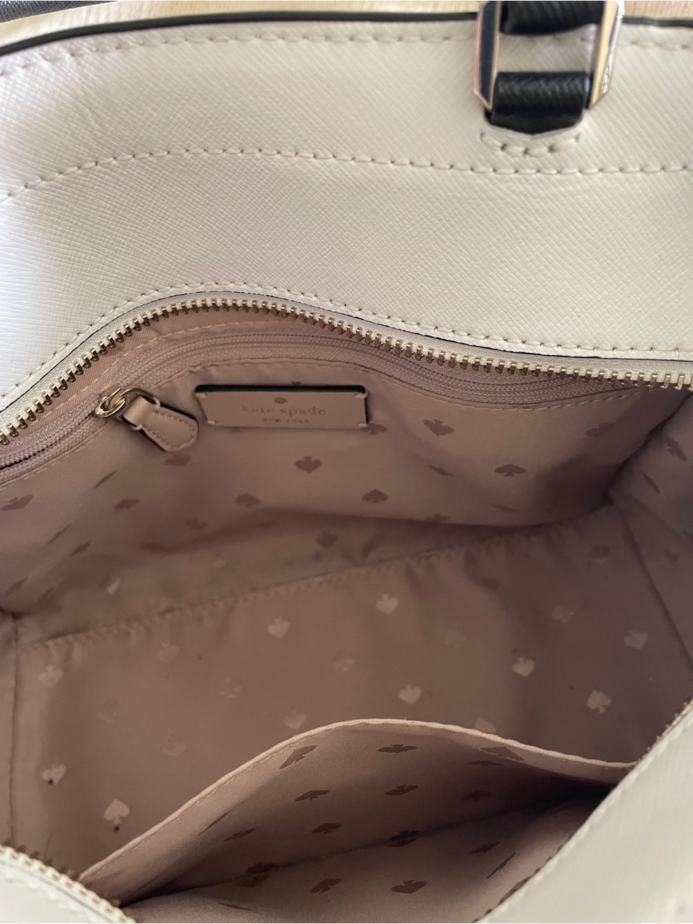 kate spade Beige, White & Black Leather Satchel - Picture 8 of 8